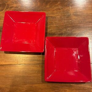 Waechtersbach Germany Red 7” Square Plates Set of 2 Holiday Christmas Va…